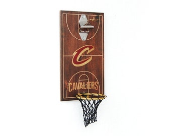 Cleveland Cavaliers bottle opener, Cleveland Cavaliers gift, Wall mounted bottle opener, basketball cap catcher, basketball gift, man cave,