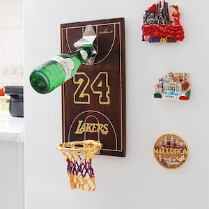 Kobe Bryant Lakers Bottle Opener: Handmade Wood & Metal