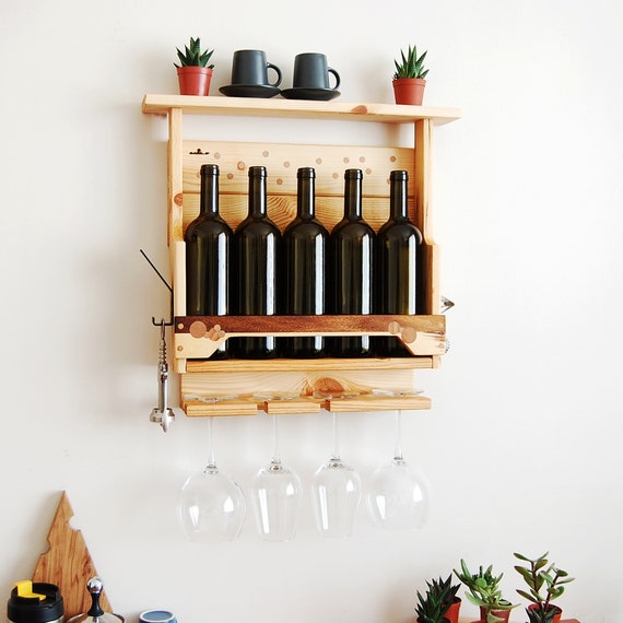 Wooden Wine Rack Personalized Wine Rack Wood Wine Rack Hanging Custom Wine Rack Rustic Wine Rack Family Name Wine Rack Etsy