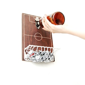 Football Field Bottle Opener: Wall Mount Cap Catcher, Man Cave Decor