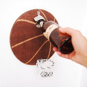 Gift for basketball lovers, Basketball gift, Bottle opener, basketball hoop, beer opener, wall mount opener, cap catcher, man cave gift idea image 3