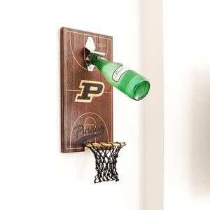 Handmade Purdue Boilermakers Basketball Bottle Opener: Wall or Fridge Mount