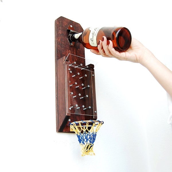 Bottle opener wall mount, drinko, plinko board, cap catcher,basketball, basketball gift, basketball bottle opener, hoops, plinko,beer opener