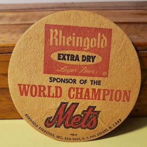 Vintage NY Mets Rheingold Beer Coaster World Champion