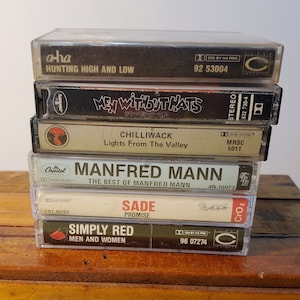 70s/80s Lot of 6 Rock and Roll/Pop Cassette Tapes. a-ha. Men Without Hats. Simply Red. Chilliwack. Manfred Mann. Sade.
