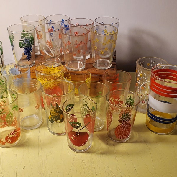 Vintage Lot of Juice Glasses. Awesome. Retro.