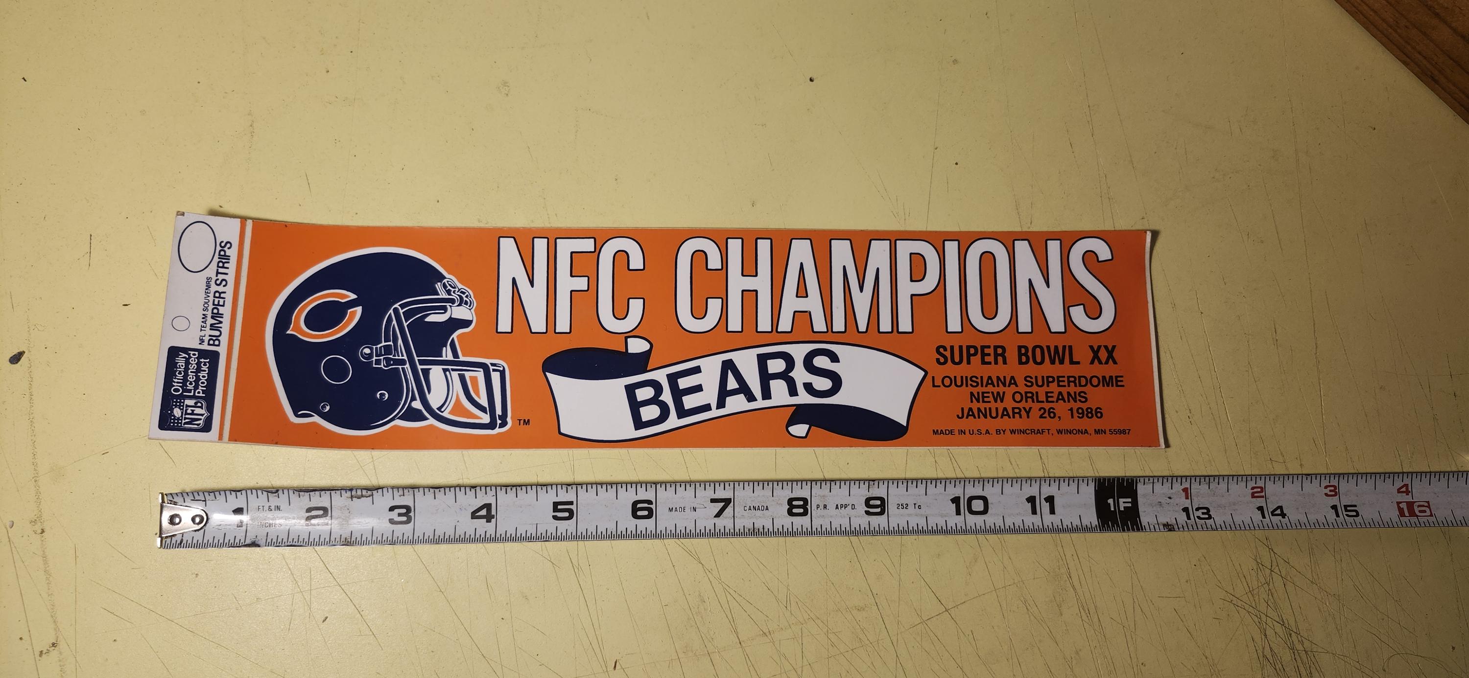 1986 Chicago Bears NFC Champions Super Bowl XX Bumper Sticker - Etsy