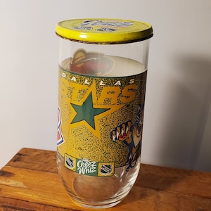 Vintage Cheez Whiz Tall NHL Glass w. Lid. 2/6