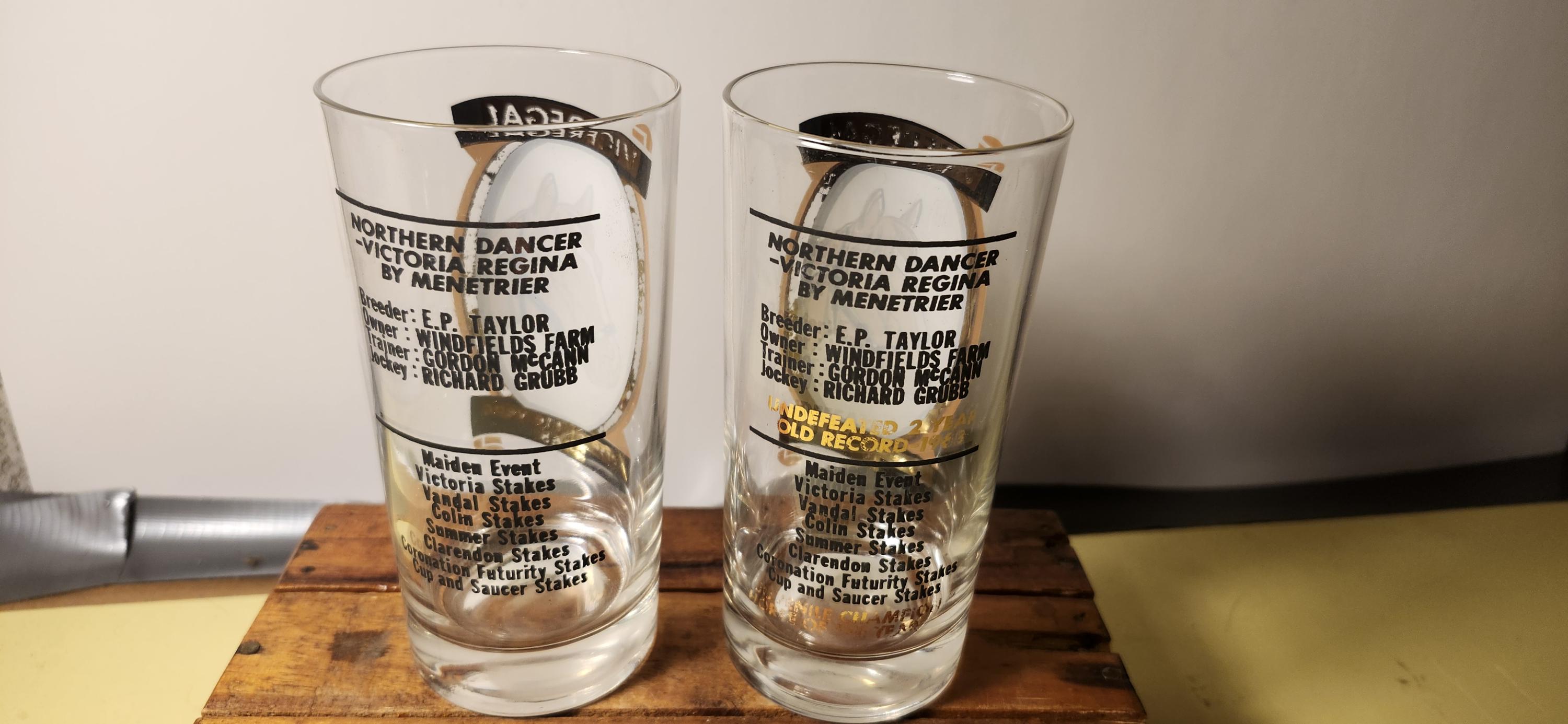 Pair 1968 Horse of the Year VICEREGAL Mint Julep Glasses. Horse