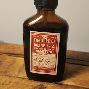 Rare Antique Amber Poison Bottle. Paper Label. Apothecary. Mad Scientist. Cool!