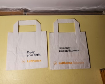 2 bolsos vintage de Lufthansa Airlines sin usar. ¿Bolsas para vomitar?