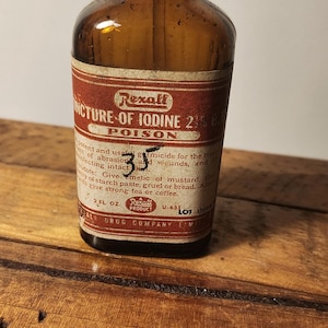 Rare Antique Amber Poison Bottle. Paper Label. Apothecary. Mad Scientist. Cool!