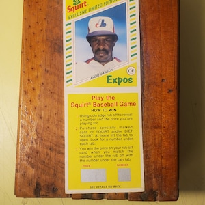1982 Panneau de cartes de baseball Topps Squirt # 17 HOF'er ANDRE DAWSON