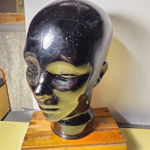 VTG Art Glass Head Life Size Mannequin Wig Hat Display Heavy