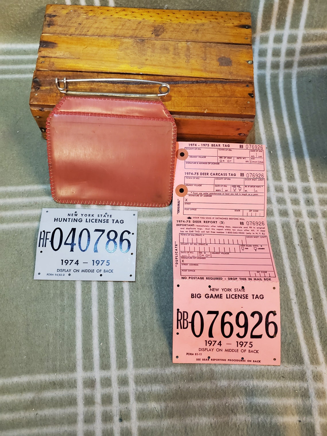 Vintage 197475 New York Hunting License and Big Game Tags. Etsy