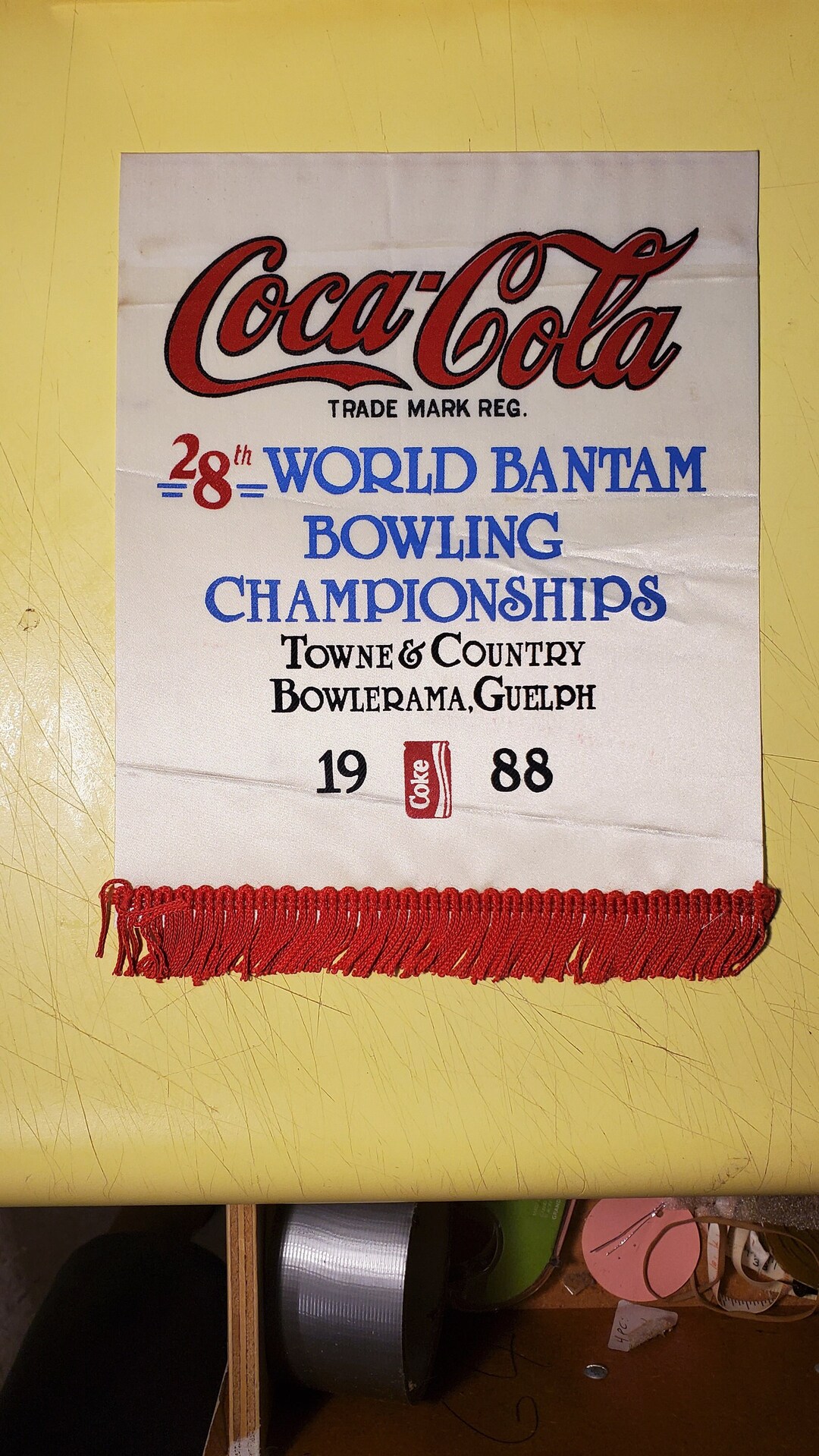 1988 Vintage Coca Cola Bowling Championships Banner. Guelph Ontario. Etsy