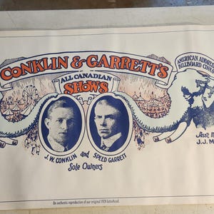 Póster vintage con membrete del circo de Conklin y Garrett, 50 x 91 cm
