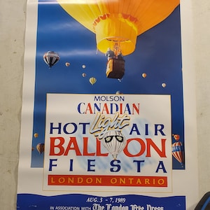 Vintage Molson Canadian Light Hot Air Ballon Fiesta Beer Poster 15&quot;x24&quot;. London Ontario