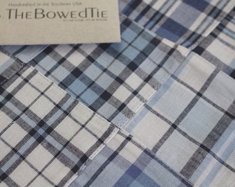 Blue and White Bow Tie, Men's Self Tie Bow Tie, Plaid Bow Tie, Madras Plaid, Patchwork bow tie, The Surf