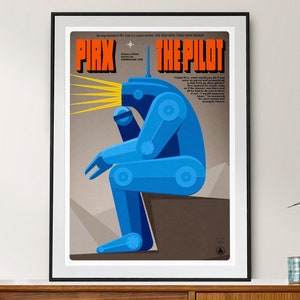 Pirx poster. Original science fiction art print for every classic SF books lover. Ideal for any fan of Stanislaw Lem’s steampunk robots