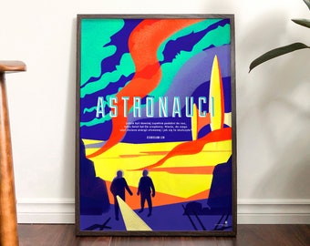 Astronaut. Book poster inspired by Stanislaw Lem. One of the best bookish gifts!