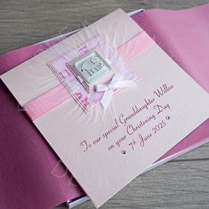Gift Boxed Christening Card for Girl 'Pink Elephant' for Daughter, Granddaughter, Goddaughter, Niece, presentation box