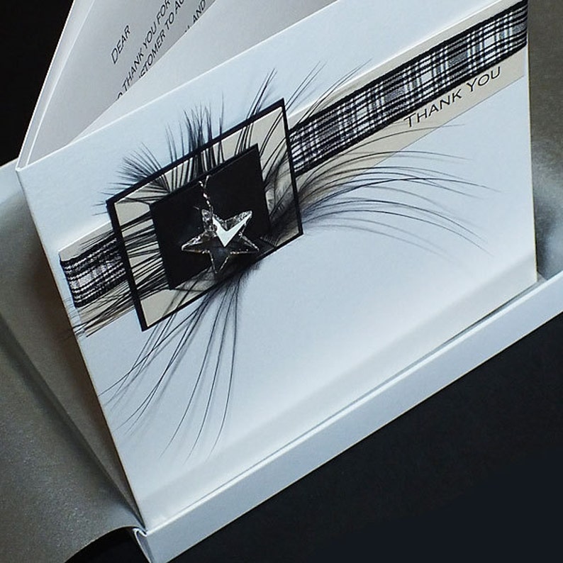 Personalised Boxed Thank You Card Black Check