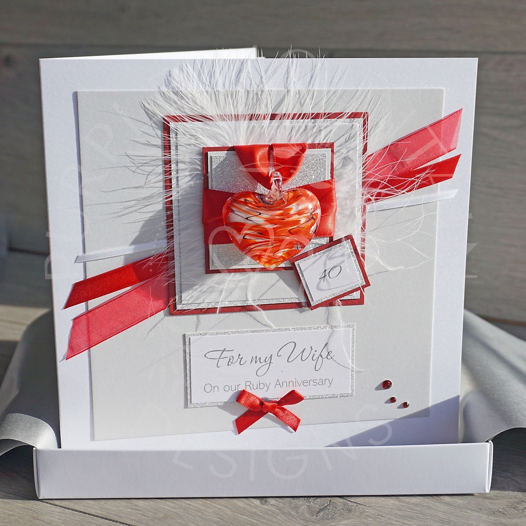 Personalised Boxed Ruby (40th) Wedding Anniversary Card for Mum & Dad ...