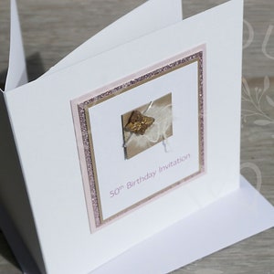 Butterfly birthday invitations, wedding invites, rose gold & pink handmade wedding invites, personalised invites zdjęcie 2