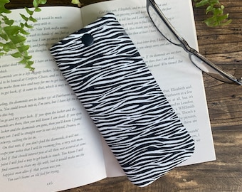 Handmade Zebra print fabric glasses case Sunglasses pouch spectacle cover Animal gift idea