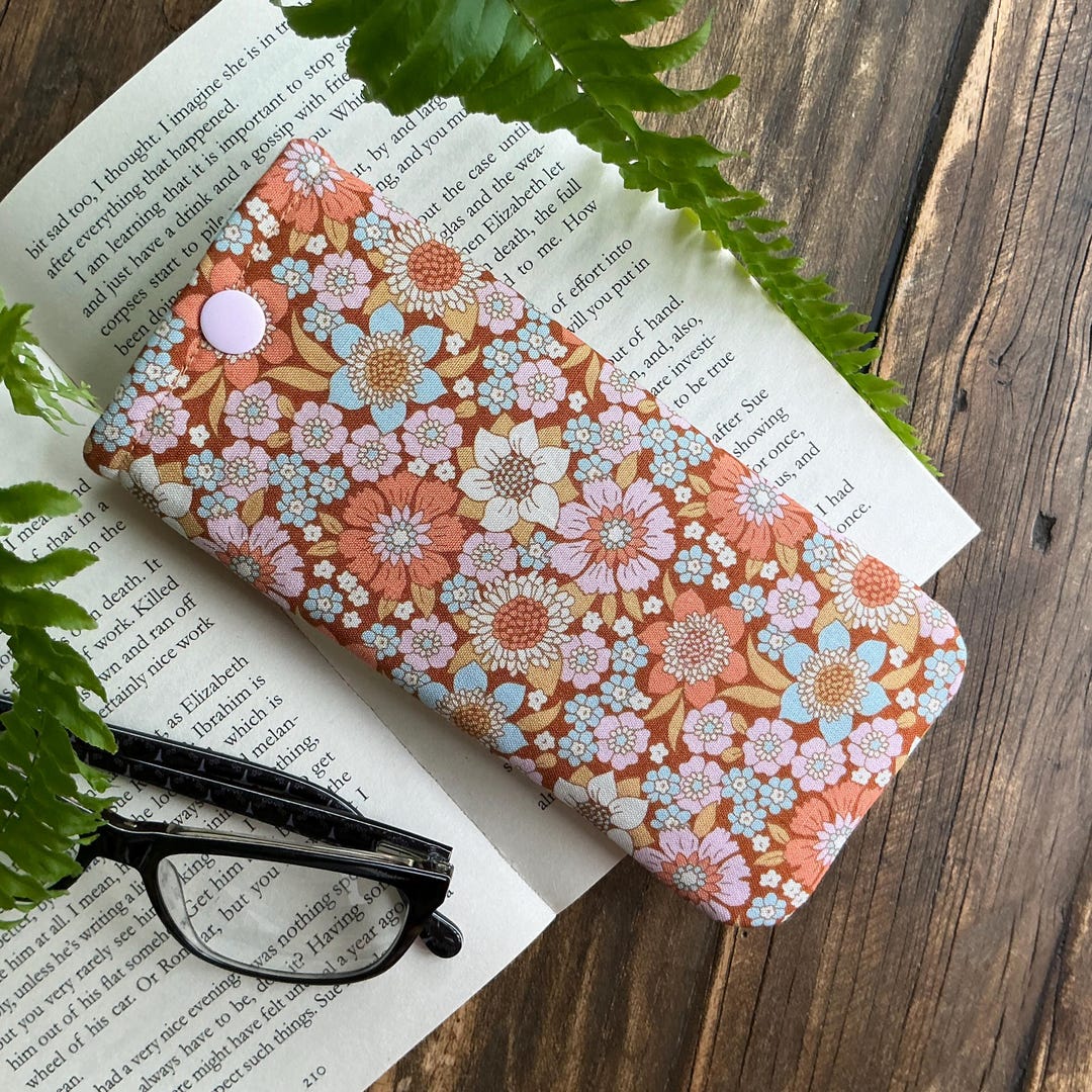 Pink Glass Case Handmade Pink Flower Fabric Glasses Case Sunglasses Snap Pouch ...