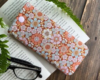 Handmade Pink Flower Fabric Glasses Case Sunglasses Snap Pouch Spectacles Soft Cover Handcrafted Eyeglasses Retro 70s Floral Gift
