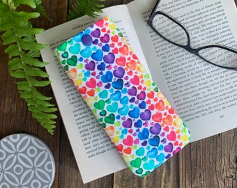 Handgefertigt Regenbogen Brillenetui Herzen Sonnenbrille Snap Beutel Brillenetui Brillenhülle Brillenetui stolz Liebe Herz Geschenk Sonnenbrille LGBTQ