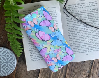 Handmade Butterfly Fabric Glasses Case Insect Sunglasses Snap Pouch Gardeners Spectacle Soft Cover Holiday Rainbow Eyeglass Bag Specs Holder