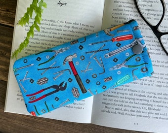 Handmade diyer glasses case Hammer spectacles snap pouch tool box fabric eyeglass bag Sunglasses soft cover padded and lined Gift idea