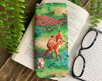 Handmade Bambi Thumper Vintage Style Fabric Glasses Case Rabbit Spectacles Snap Pouch Eyeglass Case Animal Gift Sunglasses Soft Cover Bag