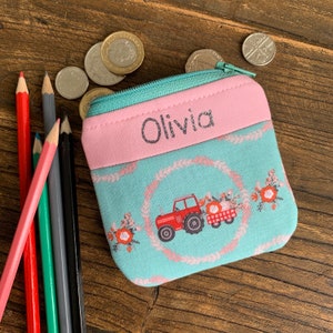 Porte-monnaie personnalisé pour tracteur Pochette/portefeuille pour véhicule agricole fait main pour enfants, garçon ou fille, petit cadeau livraison gratuite au Royaume-Uni