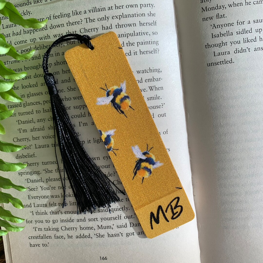 Personalised Bumble Bee Fabric Covered Wooden Bookmark Any Initials ...