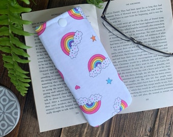 Handmade Rainbow glasses case Stars sunglasses snap pouch Spectacle soft padded case Pride love heart gift  Sunglasses  LGBTQ smiley faces