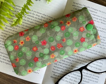 Handmade Flower Glasses Case Fabric Floral Sunglasses Snap Pouch Soft Spectacle Cover Nasturtiums Eyeglass Soft Padded Bag Specs Holder Gift