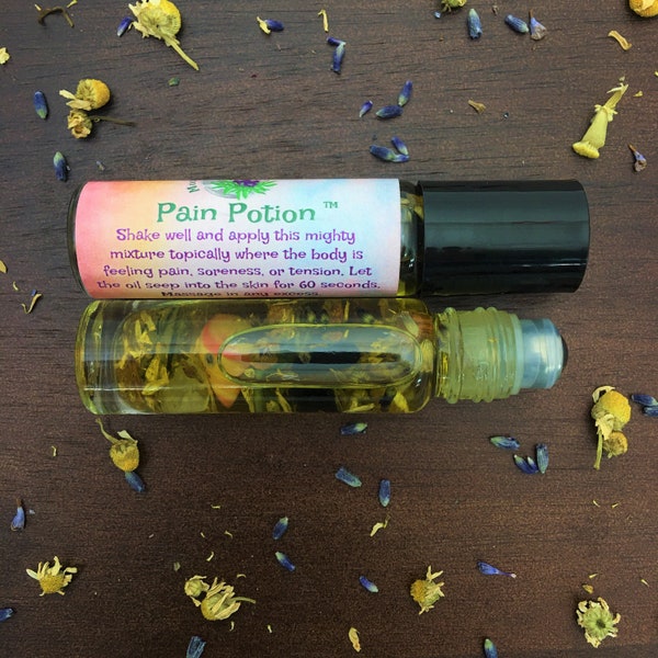 Pain Potion ~ Herbal Infused Body Oil For Pain Relief, Made With Essential Oils, Aromatherapy Roll On, Stiff Joints, Muscle Pain, Body Aches