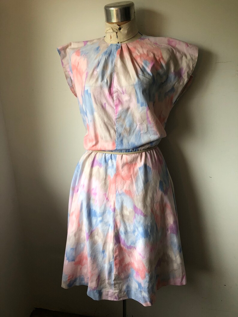 Pastels Vtg sz L 1970/'s1980/'s Dress Classic Feminine Cotton.