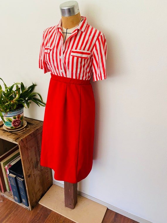 size L Red Pencil Skirt. 1970's Lady Devon. Cute … - image 5