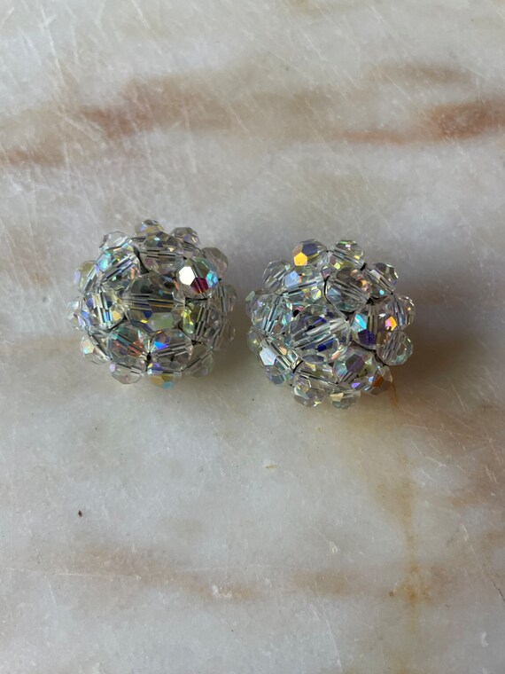 Large Gaudy Costume Jewelry clip on earrings. Rhinest… Gem