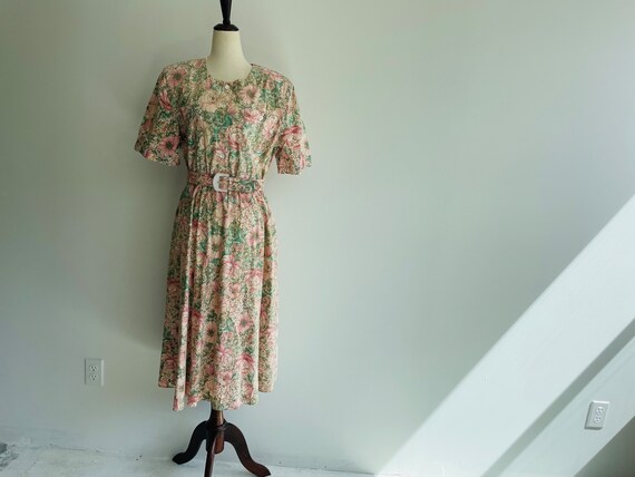 Sz 8 church dress. 90’s Floral Dress. Blousy. Ful… - image 8