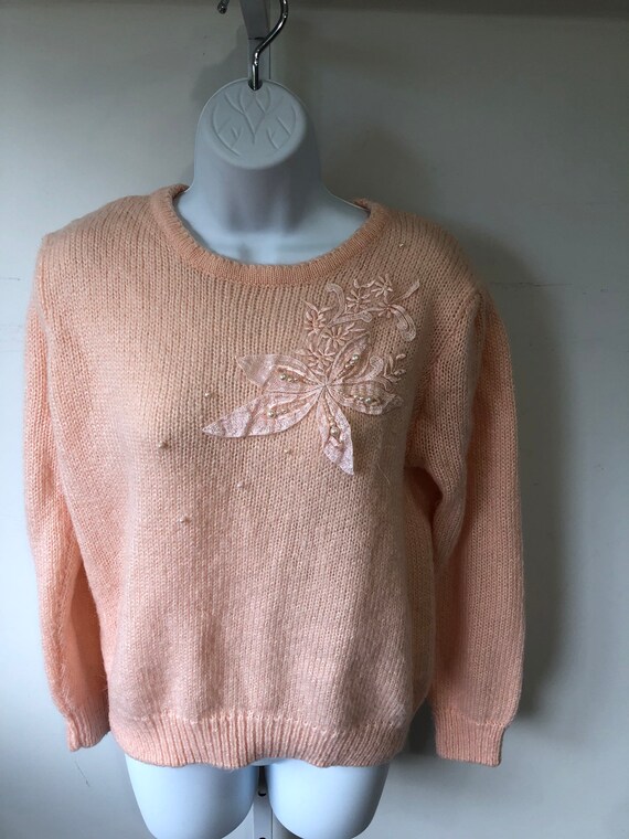 Vtg sz M 1980's does 1950's Pretty in Pink Mohair… - image 4