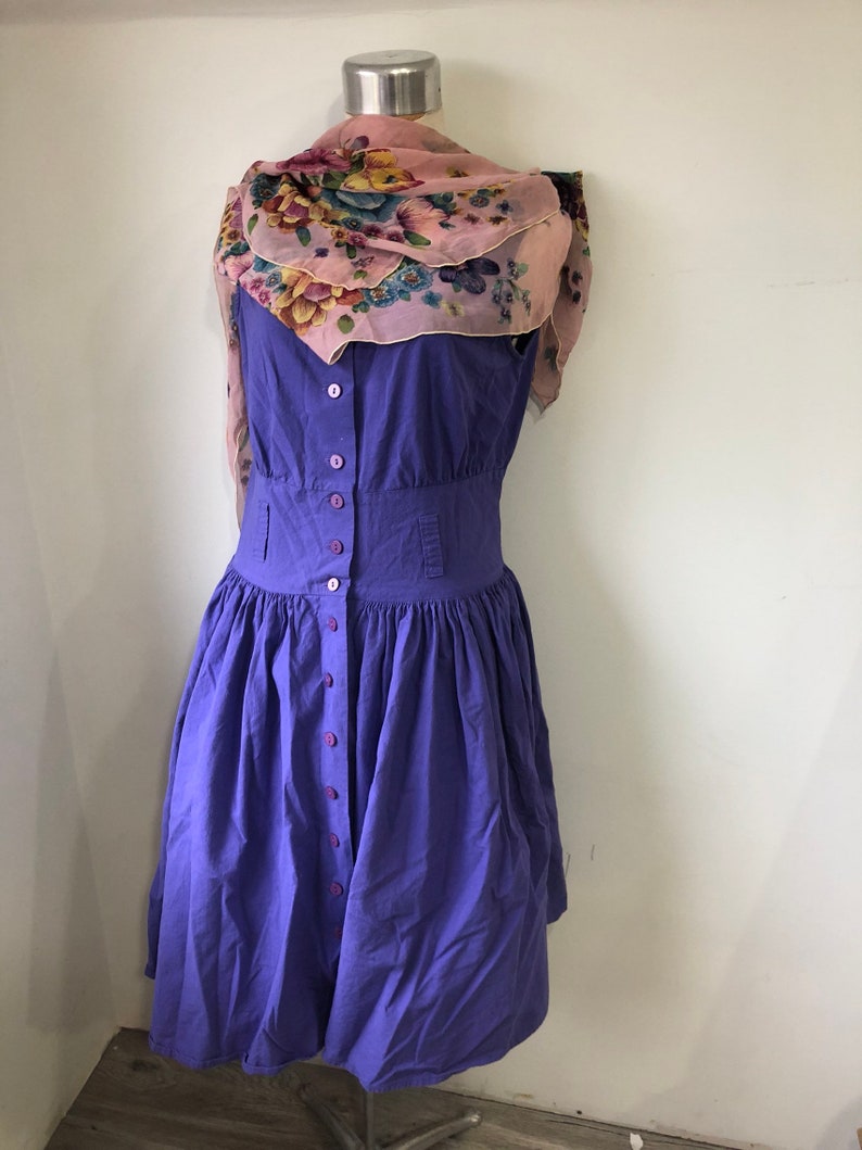 Vintage Dress Rockabilly Retro Impromptu 1980s Purple Cotton Etsy