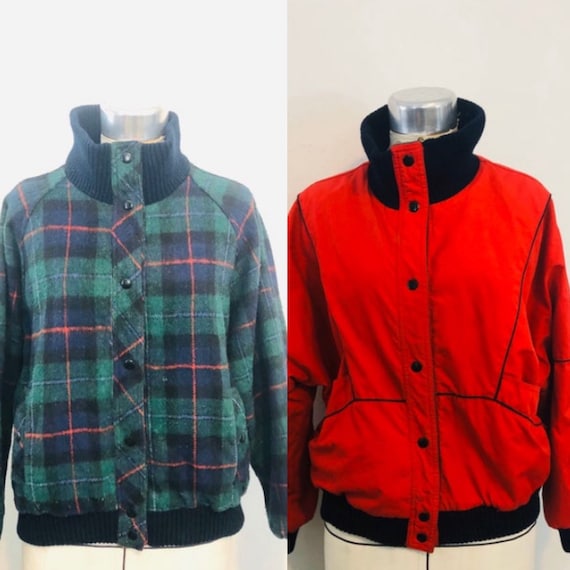 1980’s size M Red and Green Reversible Flannel/Win