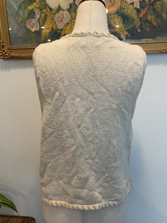 1980s sz sm mini cream button knit vest. Organica… - image 5