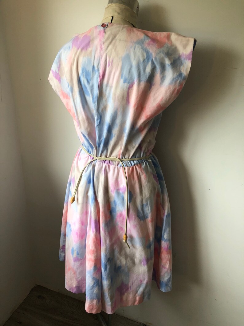 Pastels Vtg sz L 1970/'s1980/'s Dress Classic Feminine Cotton.